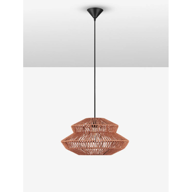 Lampa wisząca sznurkowa boho Sajio 50cm pomarańczowa