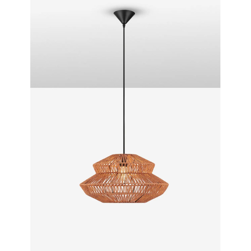 Lampa wisząca sznurkowa boho Sajio 50cm pomarańczowa
