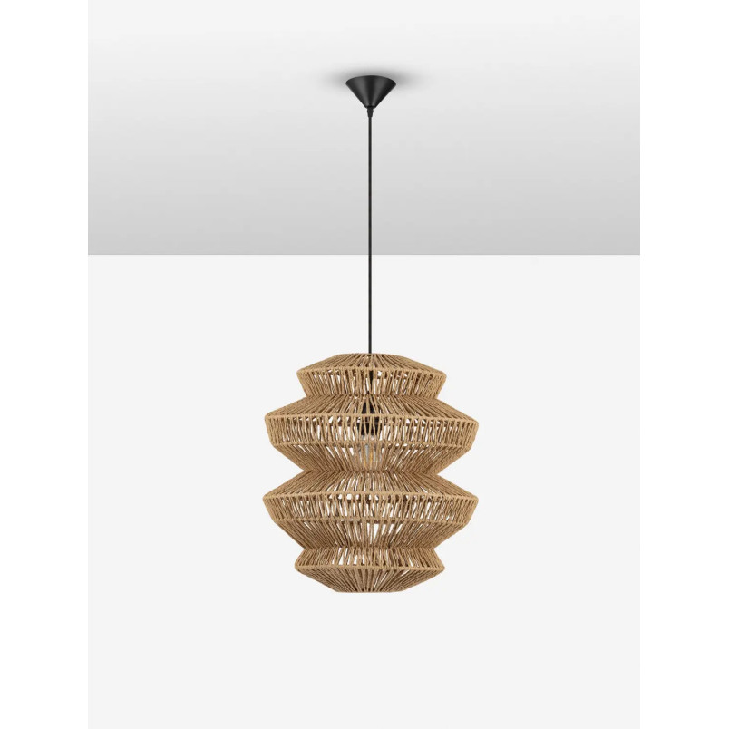 Lampa wisząca sznurkowa boho Sajio 40cm H43,5cm brązowa