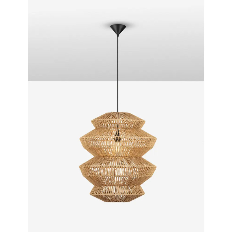 Lampa wisząca sznurkowa boho Sajio 40cm H56,5cm brązowa