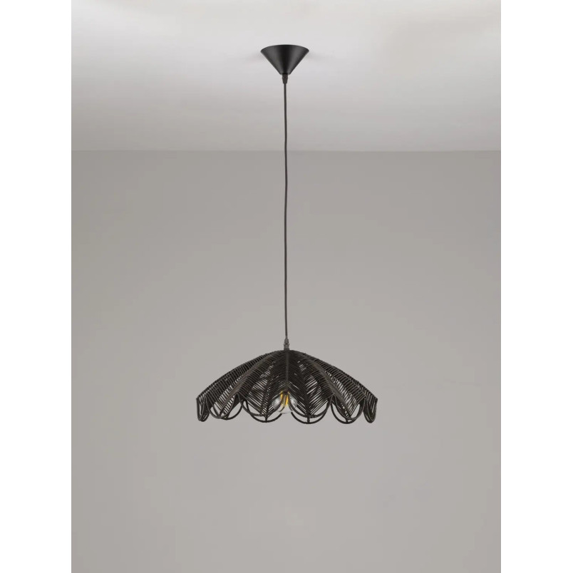 Lampa wisząca rattanowa boho Senjo 42cm czarna