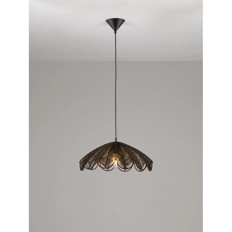Lampa wisząca rattanowa boho Senjo 42cm czarna