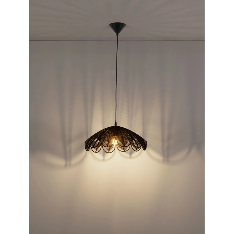 Lampa wisząca rattanowa boho Senjo 42cm czarna