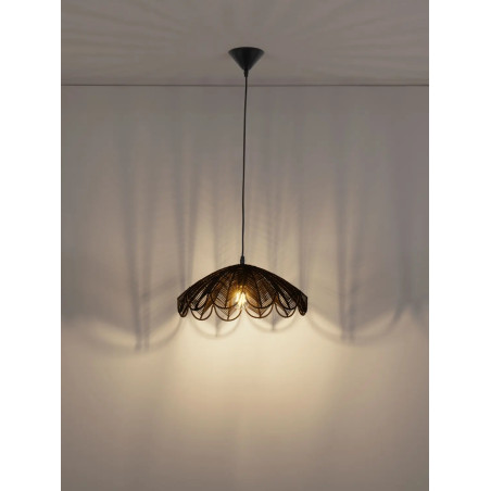 Lampa wisząca rattanowa boho Senjo 42cm czarna