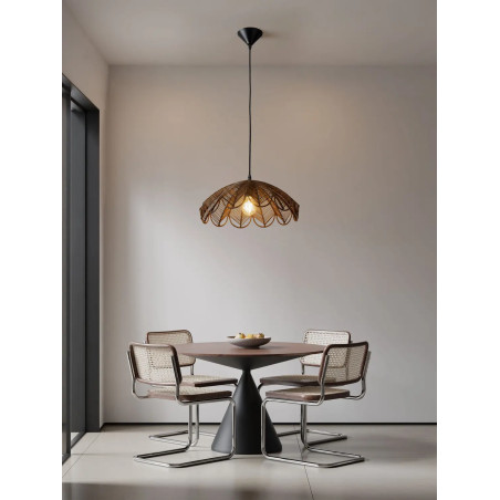 Lampa wisząca rattanowa boho Senjo 42cm brązowa