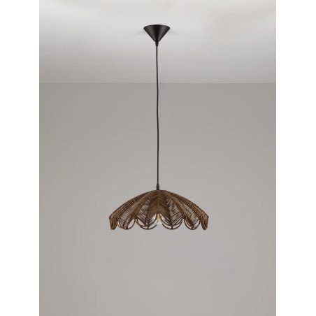 Lampa wisząca rattanowa boho Senjo 42cm brązowa