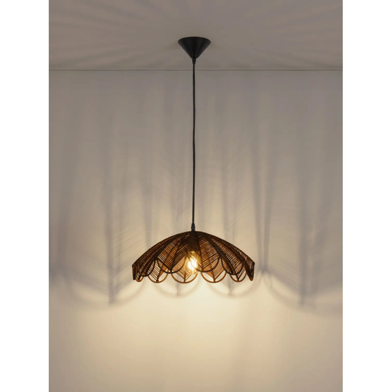 Lampa wisząca rattanowa boho Senjo 42cm brązowa