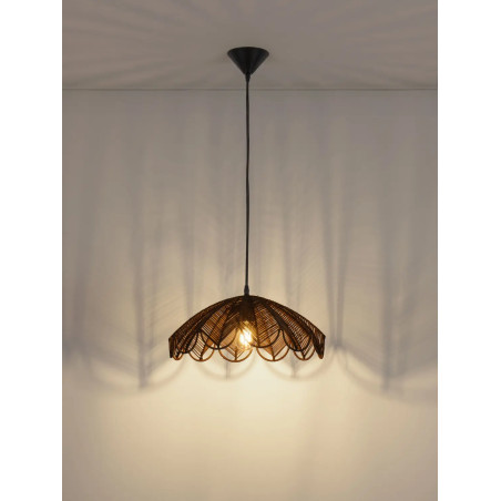 Lampa wisząca rattanowa boho Senjo 42cm brązowa