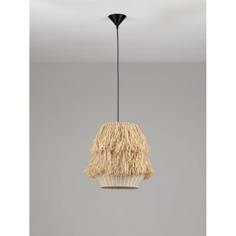 Duża lampa rattanowa w stylu boho Koryu 50cm