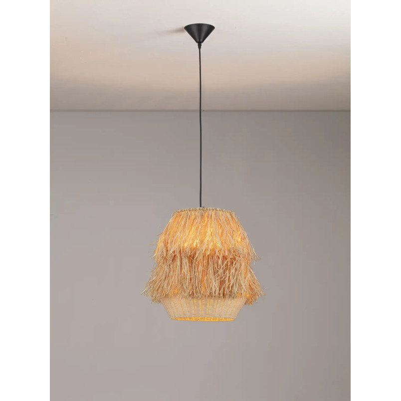 Duża lampa rattanowa w stylu boho Koryu 50cm