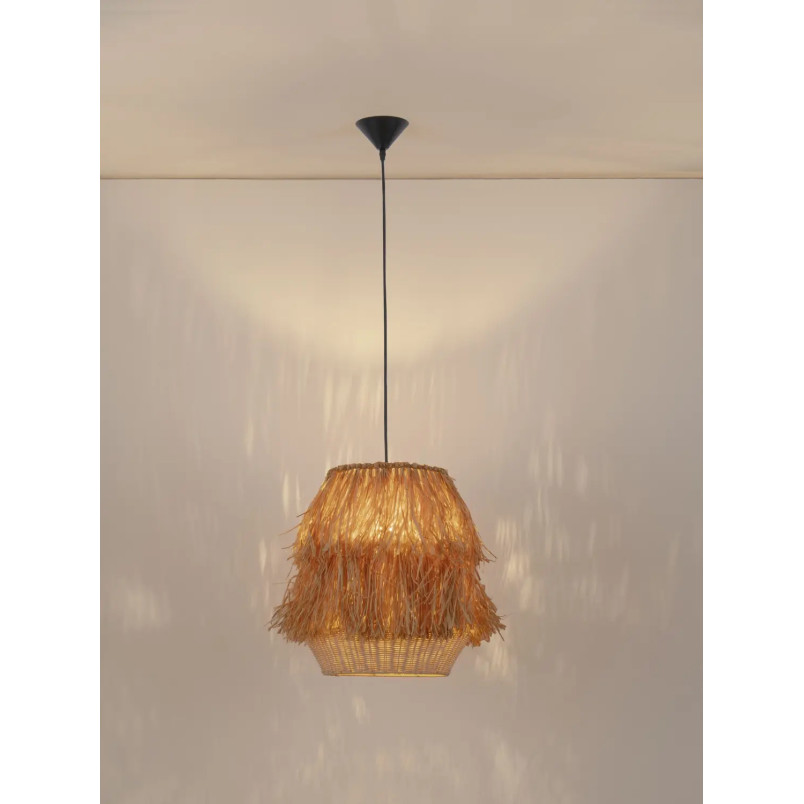 Duża lampa rattanowa w stylu boho Koryu 50cm