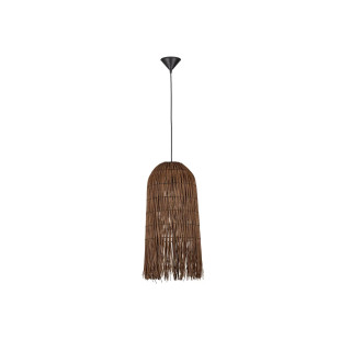 Lampa wisząca rattanowa w wysokim kloszem boho Yaman 29cm H67cm brązowa