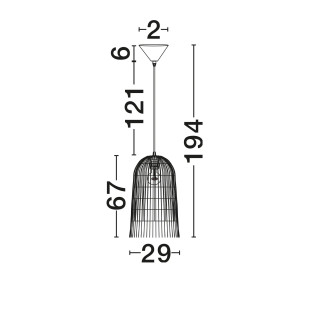 Lampa wisząca rattanowa w wysokim kloszem boho Yaman 29cm H67cm brązowa
