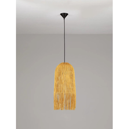 Lampa wisząca rattanowa w wysokim kloszem boho Yaman 29cm H67cm
