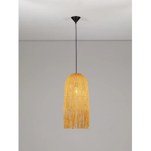 Lampa wisząca rattanowa w wysokim kloszem boho Yaman 29cm H67cm