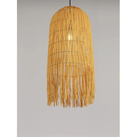 Lampa wisząca rattanowa w wysokim kloszem boho Yaman 29cm H67cm