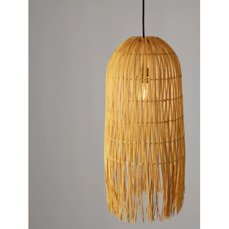 Lampa wisząca rattanowa w wysokim kloszem boho Yaman 29cm H67cm