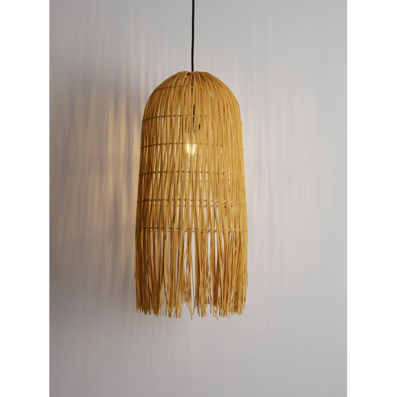 Lampa wisząca rattanowa w wysokim kloszem boho Yaman 29cm H67cm