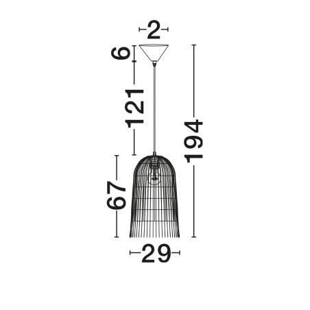 Lampa wisząca rattanowa w wysokim kloszem boho Yaman 29cm H67cm