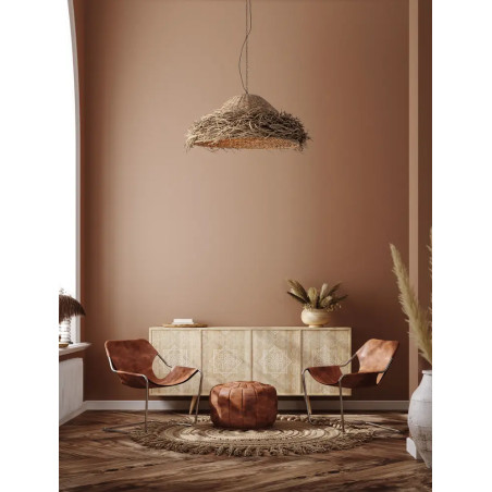 Duża lampa wisząca boho z trawy morskiej Nizza 86cm