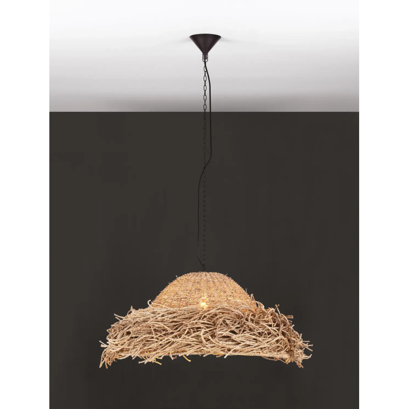 Duża lampa wisząca boho z trawy morskiej Nizza 86cm