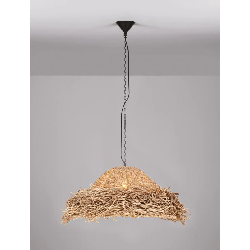 Duża lampa wisząca boho z trawy morskiej Nizza 86cm