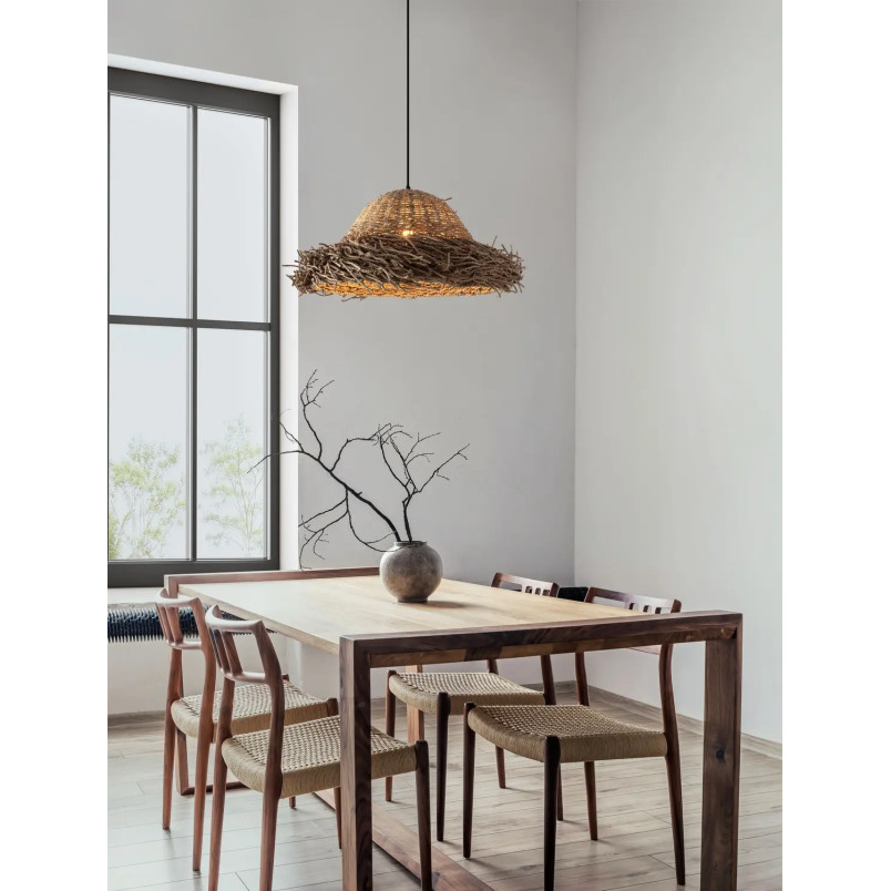 Duża lampa wisząca boho z trawy morskiej Nizza 65cm