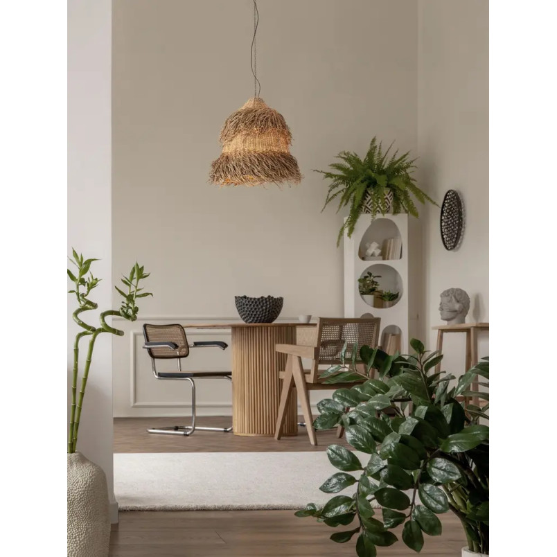Duża lampa wisząca boho z trawy morskiej Yasaki 80cm H:61cm brązowa