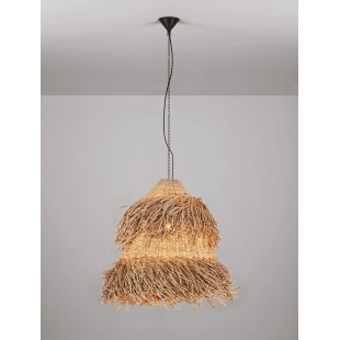 Duża lampa wisząca boho z trawy morskiej Yasaki 80cm H:61cm brązowa