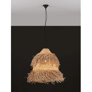 Duża lampa wisząca boho z trawy morskiej Yasaki 80cm H:61cm brązowa