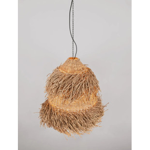 Duża lampa wisząca boho z trawy morskiej Yasaki 80cm H:61cm brązowa