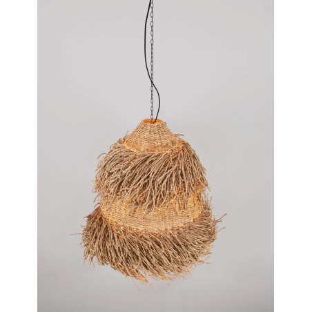 Duża lampa wisząca boho z trawy morskiej Yasaki 80cm H:61cm brązowa