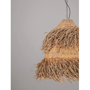 Duża lampa wisząca boho z trawy morskiej Yasaki 80cm H:61cm brązowa