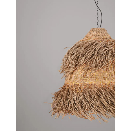Duża lampa wisząca boho z trawy morskiej Yasaki 80cm H:61cm brązowa