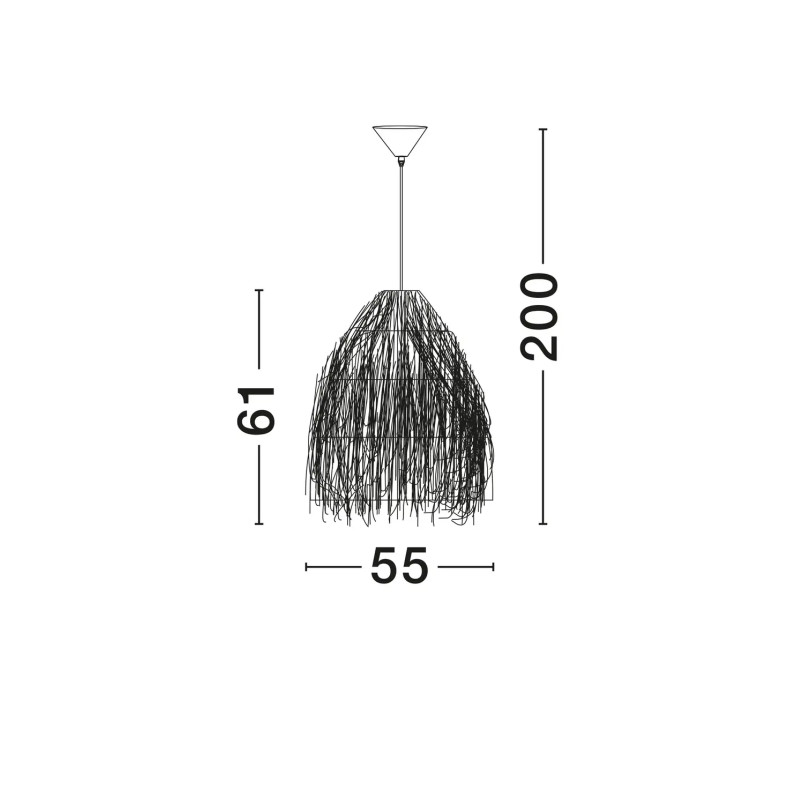 Duża lampa wisząca boho z trawy morskiej Yasaki 80cm H:61cm brązowa