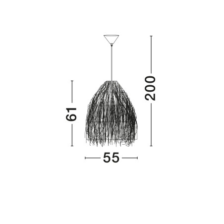 Duża lampa wisząca boho z trawy morskiej Yasaki 80cm H:61cm brązowa
