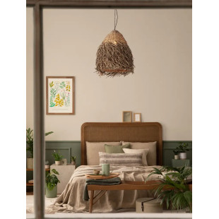 Duża lampa wisząca boho z trawy morskiej Yasaki 61cm H:55cm brązowa