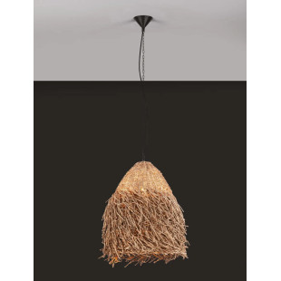 Duża lampa wisząca boho z trawy morskiej Yasaki 61cm H:55cm brązowa
