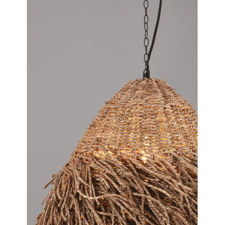 Duża lampa wisząca boho z trawy morskiej Yasaki 61cm H:55cm brązowa
