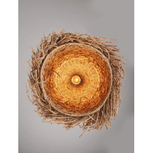 Duża lampa wisząca boho z trawy morskiej Yasaki 61cm H:55cm brązowa