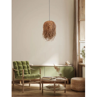Duża lampa wisząca boho z trawy morskiej Yasaki 32cm H:70cm brązowa