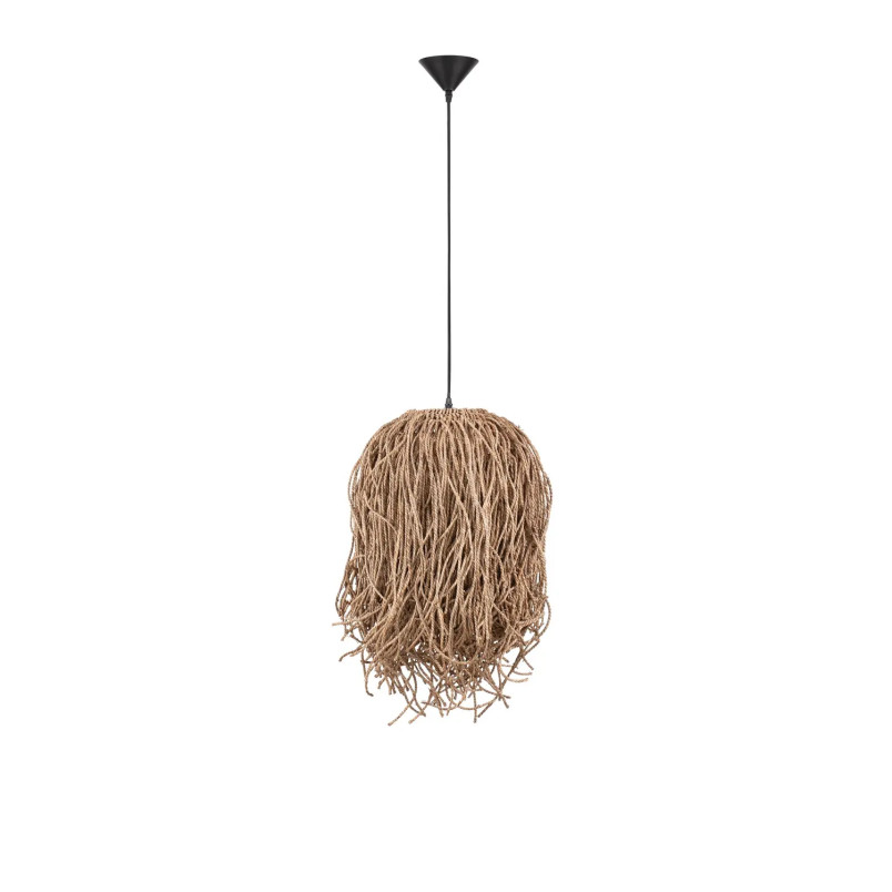 Duża lampa wisząca boho z trawy morskiej Yasaki 32cm H:70cm brązowa