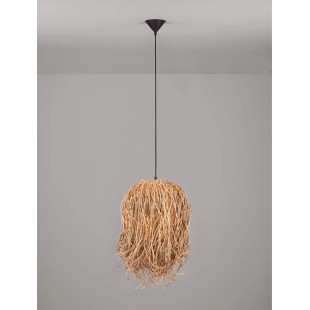 Duża lampa wisząca boho z trawy morskiej Yasaki 32cm H:70cm brązowa