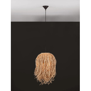 Duża lampa wisząca boho z trawy morskiej Yasaki 32cm H:70cm brązowa