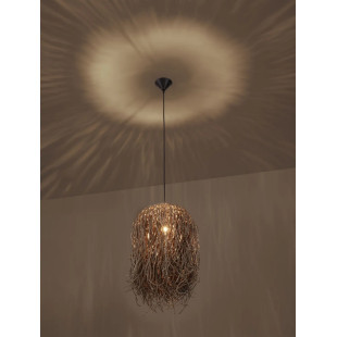 Duża lampa wisząca boho z trawy morskiej Yasaki 32cm H:70cm brązowa