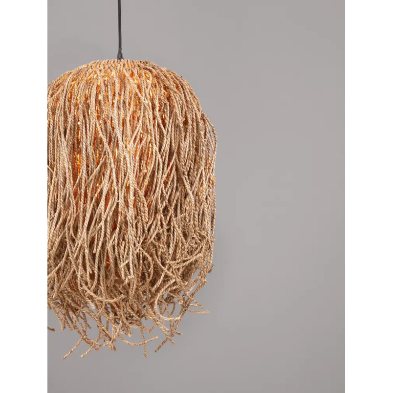 Duża lampa wisząca boho z trawy morskiej Yasaki 32cm H:70cm brązowa