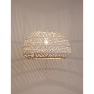 Lampa wisząca rattanowa boho Iwaki 50,5cm biała