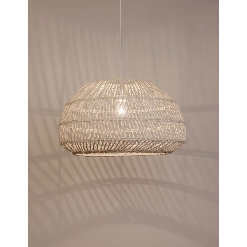 Lampa wisząca rattanowa boho Iwaki 50,5cm biała
