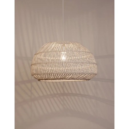 Lampa wisząca rattanowa boho Iwaki 50,5cm biała