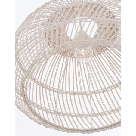 Lampa wisząca rattanowa boho Iwaki 50,5cm biała